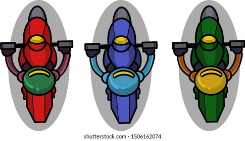 Top view asset game, motorbike sprite for video game. Vector illustration
