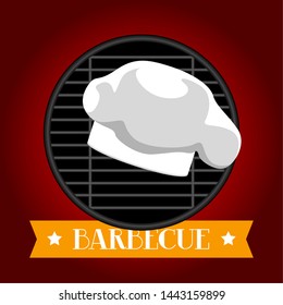 Top view of a barbecue grill with a chef hat - Vector