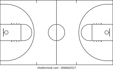 top view of basketball court line. vector illustration