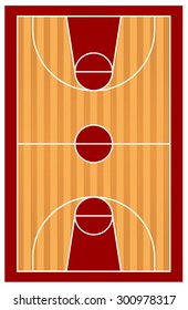 Top view of a basketball court on white background