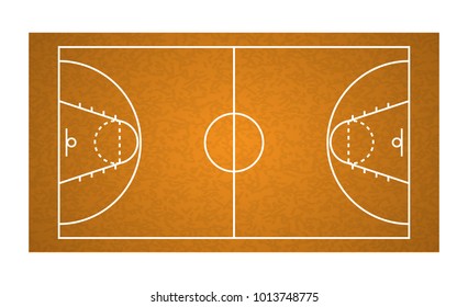 Top view Basketball field isolated on white background, vector illustration