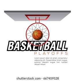 Top view of a basketball net and a ball, Vector illustration