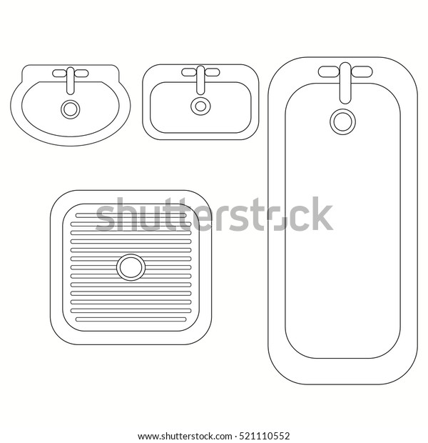 Top View Bathroom Furniture Symbols Used Stock Vector (Royalty Free ...