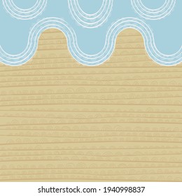 Vista superior de la playa - fondo abstracto. Ilustración vectorial dibujada a mano, diseño de color plano.