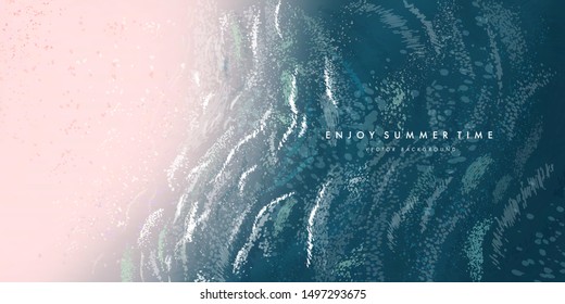 Top view beach background. Aerial view of summer beach. Vector illustration