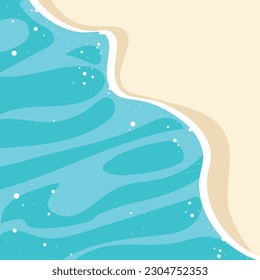 Top view beach background. the beach and sea scene from the top in summer. vector illustration with paper cut design. happy holiday