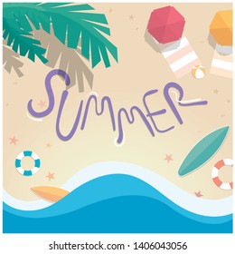 top view beach background , Summer vector