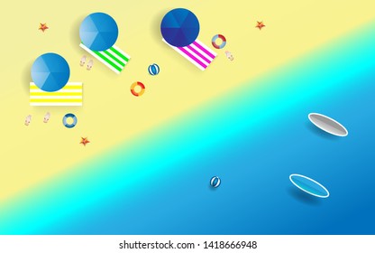 top view beach background, surfboard, sea, can use for, landing page, template, ui, web, mobile app, poster, banner, flyer, background