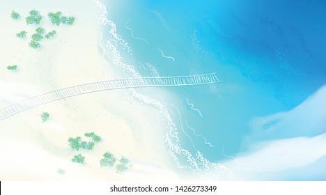 Top view beach background. Vector illustration