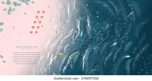 Top view beach background. Vector illustration