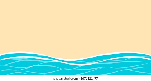 top view beach background with yellow umbrellas, swim ring, sunglasses and sea. aerial view of summer beach in paper craft style, vector.