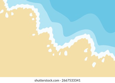 Top View Beach and Ocean Wave Vector Background