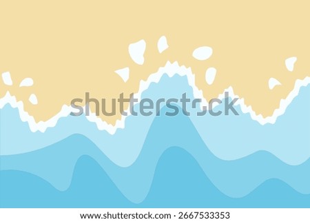 Top View Beach and Ocean Wave Vector Background