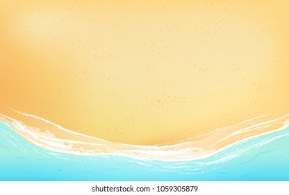 Top view Beach with soft waves. Background