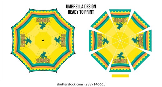 Top-View Beach Umbrella Design Konzept in den Sommerferien bereit zum Drucken.