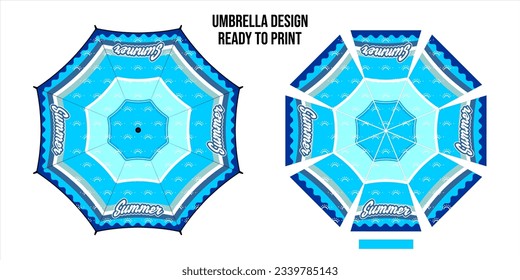 Top view Beach Umbrella design concept in summer holidays ready to print.