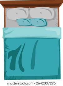 Top View Bed Icon With Cushion And Blanket