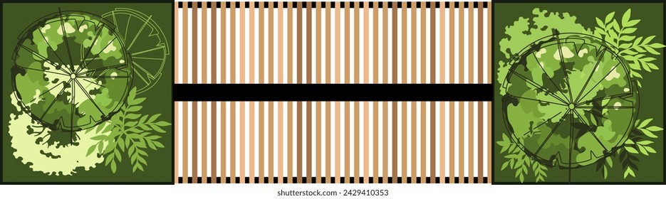 Top view of a bench for the architectural landscape plans. Bench with trees and greens. Entourage design. Vector.