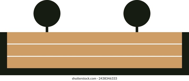 Top view of a bench for the architectural landscape plans. Bench with trees and greens. Entourage design. Vector.