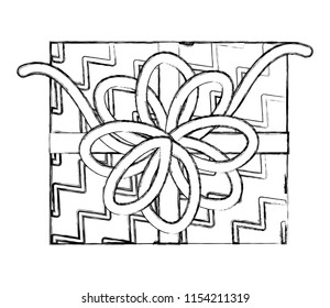 top view birthday gift box bow decoration hand drawing design