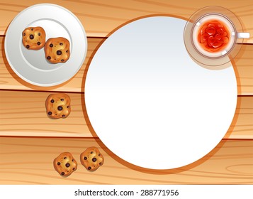 Top view of biscuits and teap