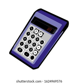 Top View of Black Calculator on white