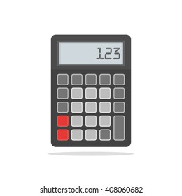 Top View of Black Calculator. Vector Illustration on white 