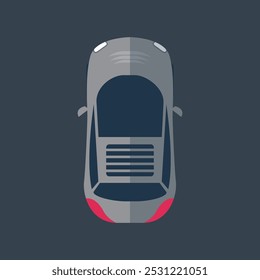 top view black car in flat vector design.