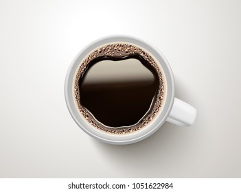 Top view of black coffee, 3d illustration coffee related design element
