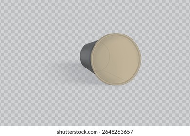 Top view of a black coffee cup with plastic lid on transparent background. Ideal for branding, packaging, and product design.