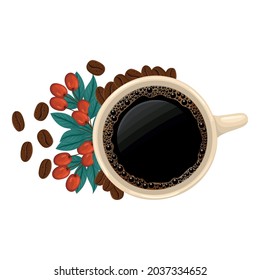 top view of black coffee illustration