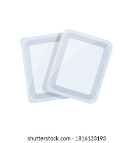Top view of black empty food tray flat vector icon isolated on white background. Blank styrofoam plastic food tray container.