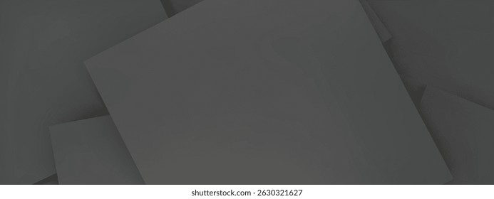 Top view of black paper sheet background. A lot of black papers are stacked together. 3D vector illustration.
