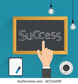 Top view of the blackboard, writing success.