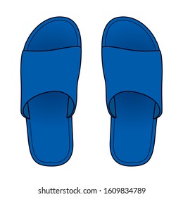 Top View Blank Blue Slipper Shoes Template Vector.