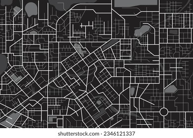 Top view of a blank map template, Aerial clean top view of the night time city map with street and river, Blank urban imagination map, GPS map navigator concept, vector illustration
