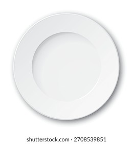 Vista superior do branco branco branco círculo prato isolado ilustração gráfica.