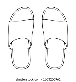 Top View Blank White Slipper Shoes Template, Vector File.