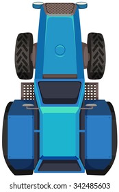Top view of blue tractor illustration