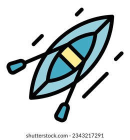 Top view boat icon outline vector. Forest ecotourism. Trip outdoor color flat