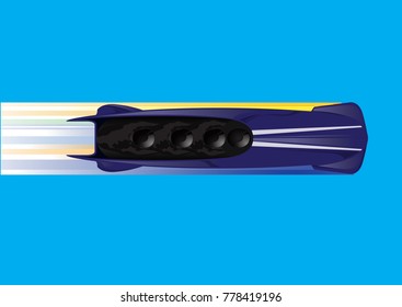 Top View of Bobsleigh  with blue bobsled and athletes. Vector Illustration 