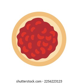 Top view of bowl with red bean soup isolated on white background. Food for Thanksgiving dinner vector illustration. Harvesting, cuisine, food concept