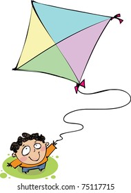 Top view of a boy with a kite