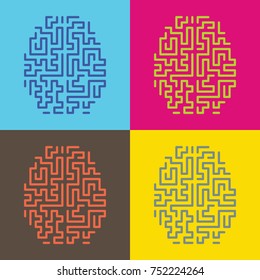 top view brain pop art illustration