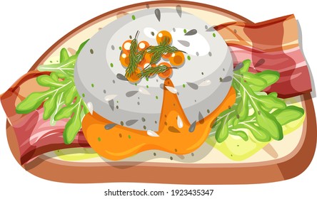 Top view of bread breakfast with topping illustration
