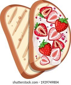 Top view of bread with fruit topping illustration