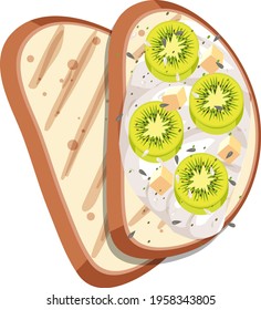 Top view of bread with fruit topping illustration