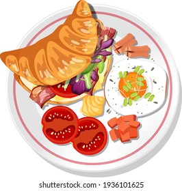 Top view of breakfast dish isolated illustration
