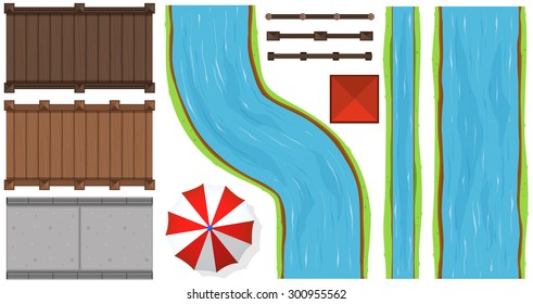 Top view of bridges and rivers