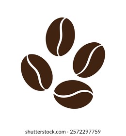 Top view brown coffee beans silhouette icon vector illustration design on white background.